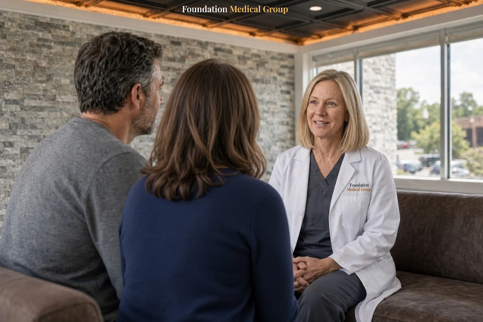 A counselor at the Richmond, VA clinic talks with a couple about starting couples counseling together