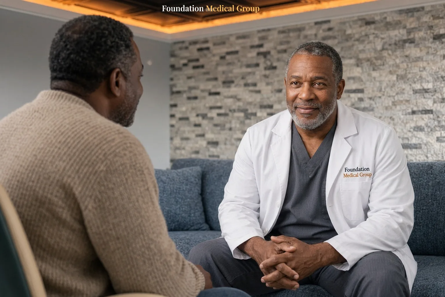 A counselor meets one client in person to plan couples sessions in Richmond, VA