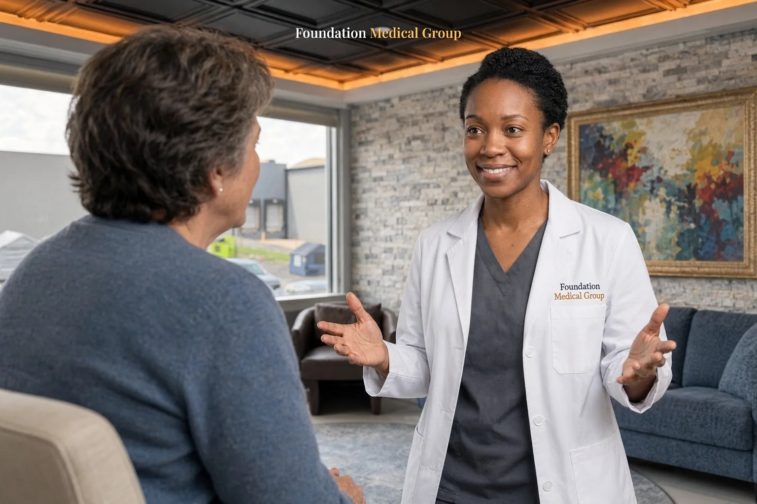 A therapist talks with a client about how dialectical behavior therapy skills can help