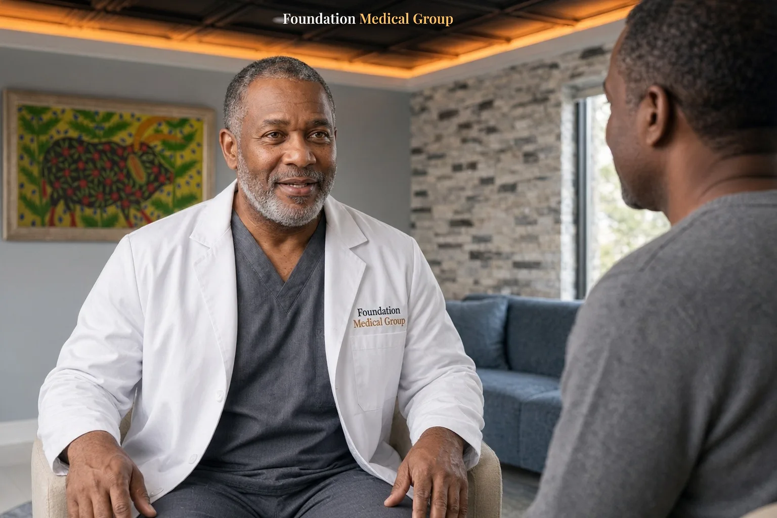 A therapist explains DBT skills such as mindfulness and distress tolerance to a client in a therapy room