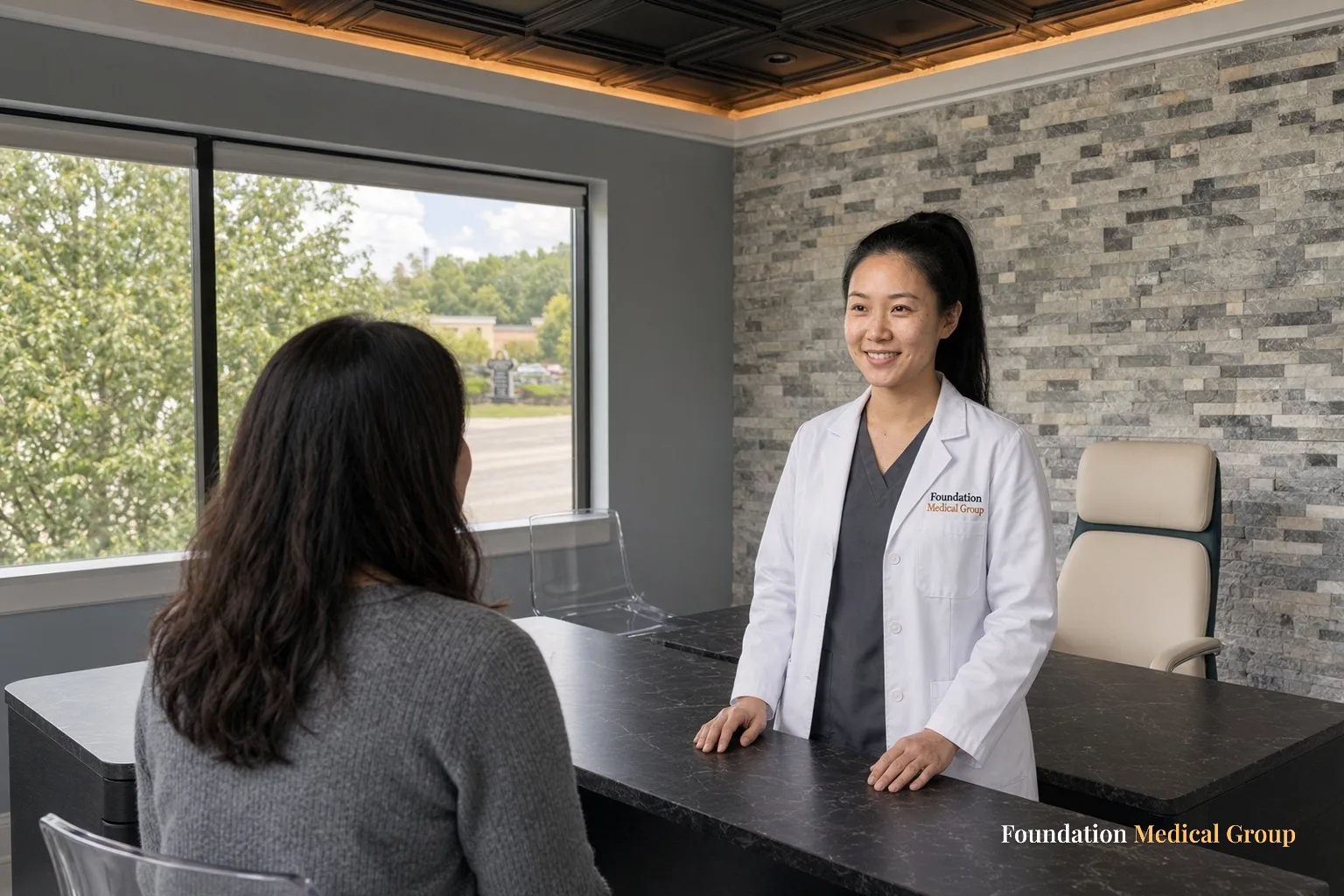 A clinician and patient discuss how the number of ketamine sessions adds to the total cost