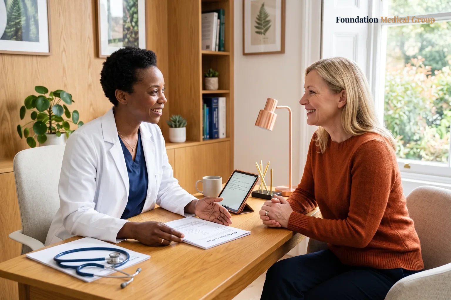 A calm, welcoming clinic room.