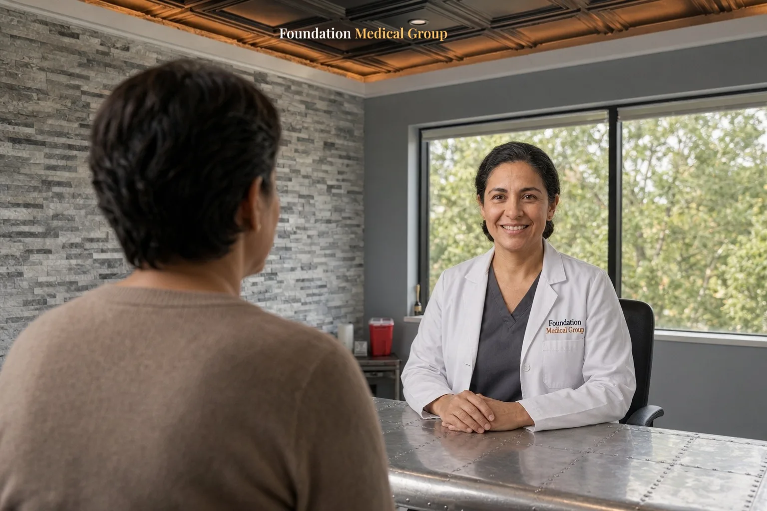A clinician talks with a patient about naltrexone for alcohol use disorder