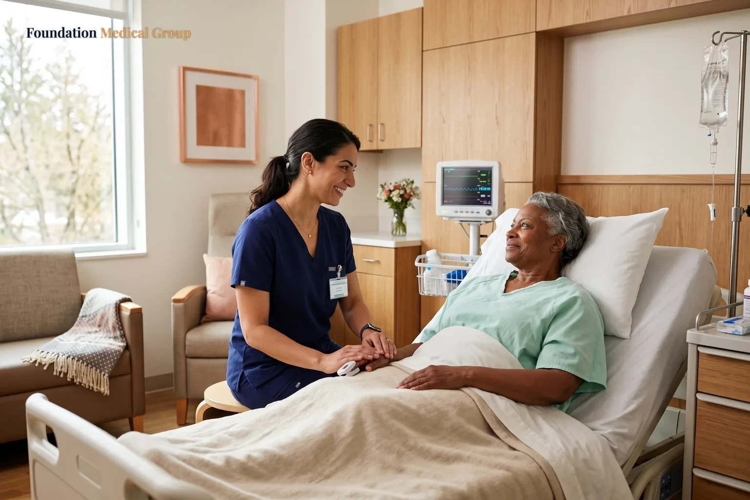 A doctor and patient talk.