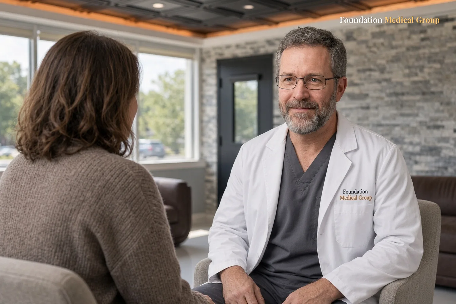 A clinician talks with a patient on Suboxone about how to manage pain