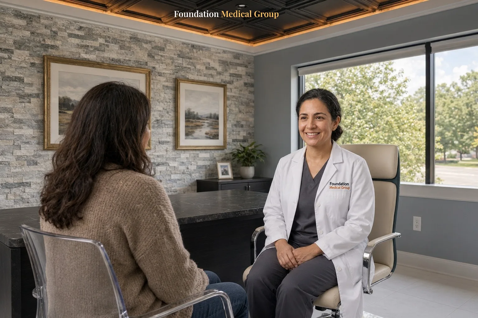 A clinician and patient review treatment options for depression that has not improved