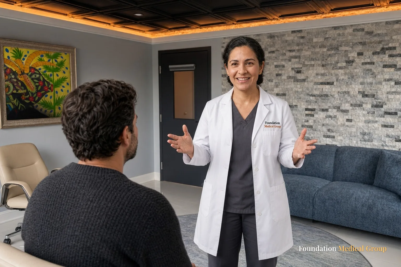A clinician explains the difference between a monthly shot and a daily film